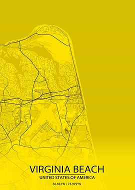 Virginia Beach Yellow Map