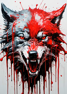 dripping paint wolf art