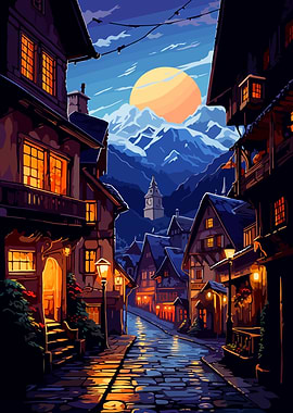 Cozy European Alley Art