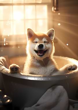 Shiba Inu Dog Bathtub Pup