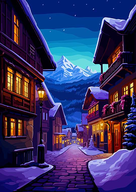 Cozy European Village Art