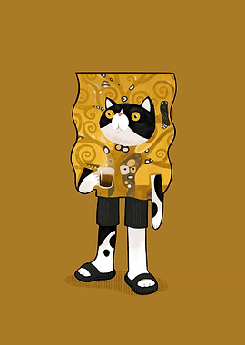 Cartoon coffee cat