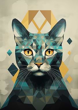 Geometric grey cat