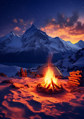 Snowy Campfire