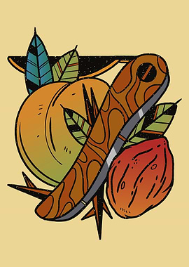 Peaches Fruit Tattoo