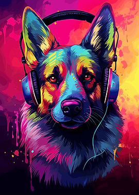 Colorful German Shepherd