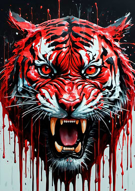 dripping paint tiger art