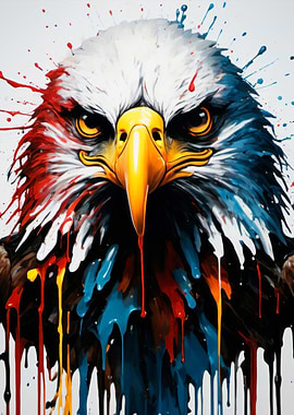 dripping paint eagle art