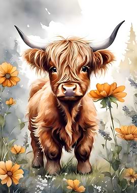 cute baby highland cattle
