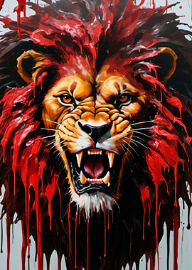 dripping paint lion art