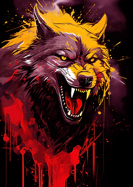 Angry Wolf Painting