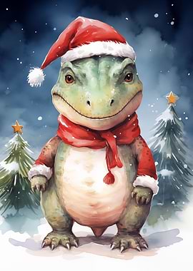 Cute T Rex Santa