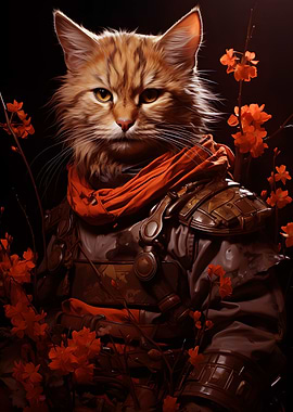 Samurai Orange Cat