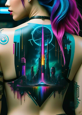 Neon Dreamscape Tattoo