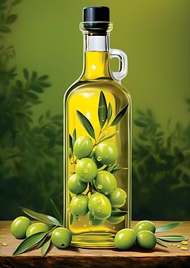 Green Olive Oil Bottle
