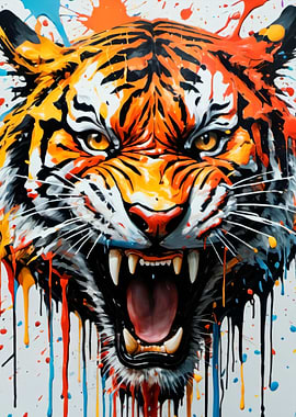 dripping paint tiger art