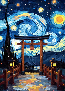 Torii Gate Starry Night