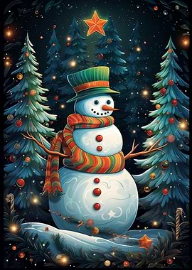 Colorful Xmas Snowman