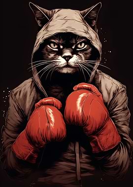 Boxing Cat with Gloves