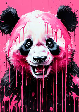 pink paint panda art