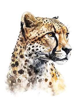 Cheetah Watercolor Art