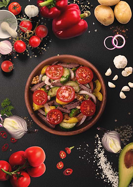 Vegetable meat salad