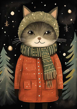 Vintage Christmas Cat