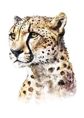 Cheetah Watercolor Art