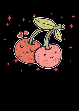 Cute Cherry Couple Hugging
