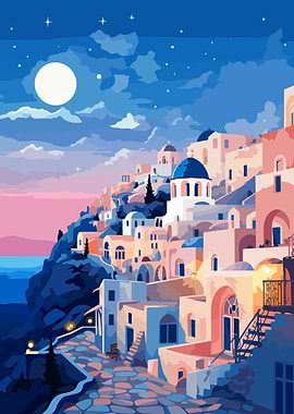 Santorini Pastel Evening