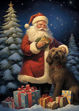 Santa Claus and Cute Dog