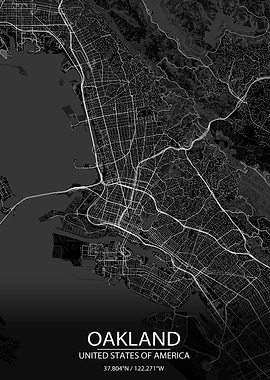Oakland CA USA Black Map