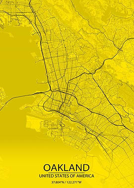 Oakland Yellow Black Map
