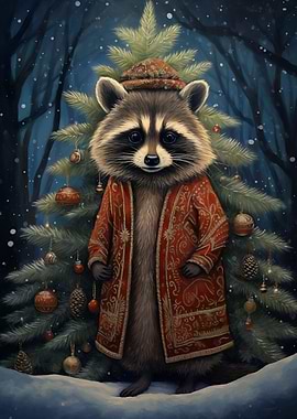 Cute Raccoon Xmas