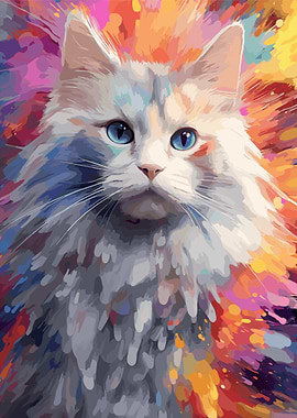 cute cat paint art