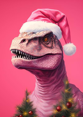 Pink Funny T Rex Xmas