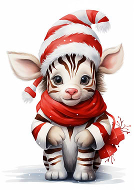 Merry Cute Zebra Xmas