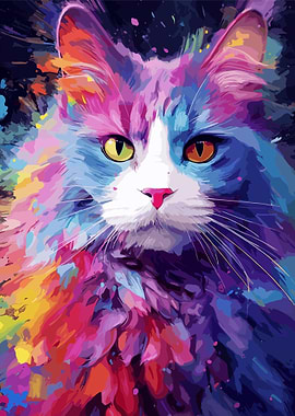 cute regdoll cat paint art