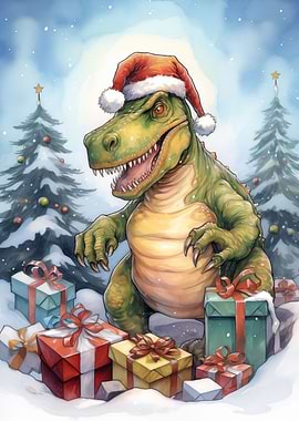 Funny Christmas T Rex