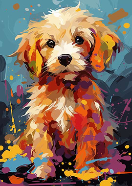 cute dog paint art