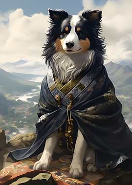 Dog wearing a kimono