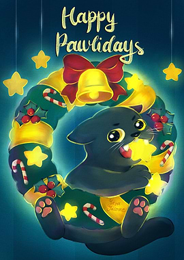 Christmas Cat Wreath