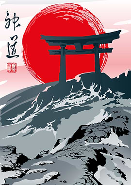 Torii Gate in a Stormy Sea