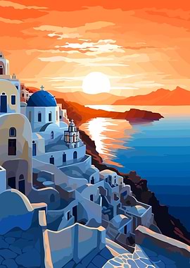 Minimalist Santorini Art