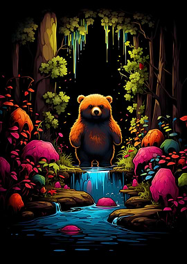 Bear Colorful landscape