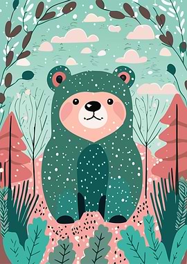 Cute Bear In The Forest