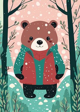 Cute Bear In The Forest
