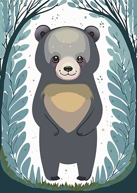 Cute Bear In The Forest