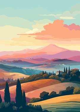 Hills of Tuscan Italy Art