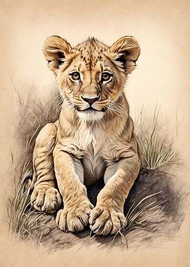Lion Cub In The Savannah